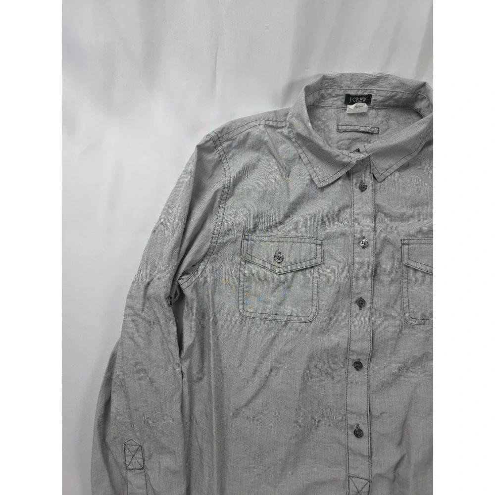J.Crew Shirt Mens‎ Mens Gray Long Sleeve Popover Utility Cotton Style 37664